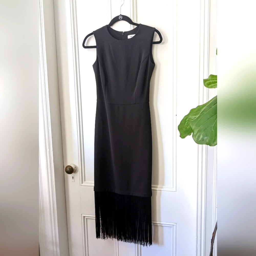 Calvin Klein Fitted Fringe Dress